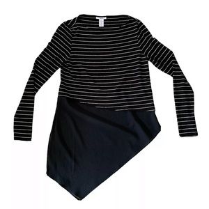 Bar 3 Black Striped Longsleeve Boatneck Top Womens